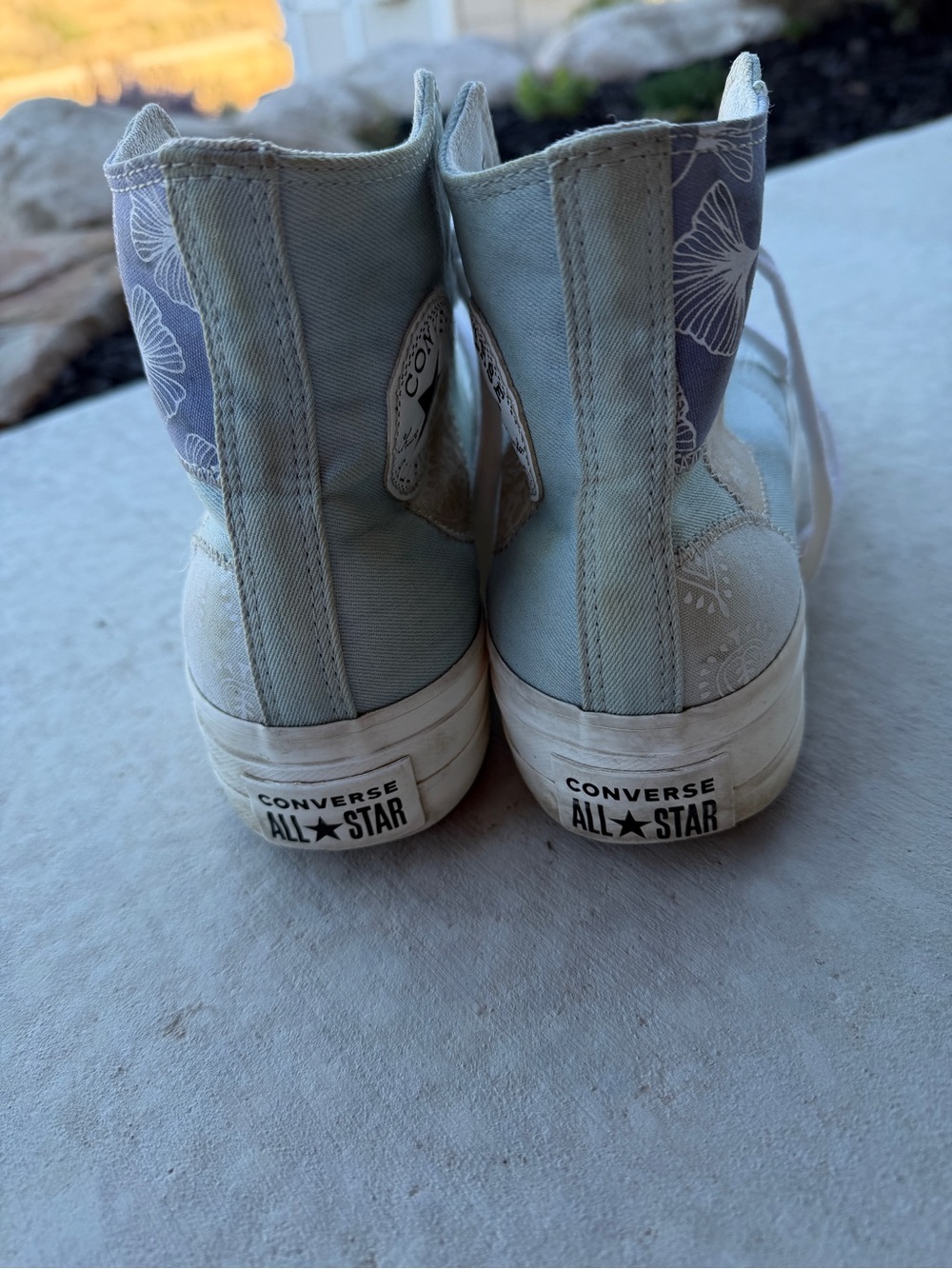Converse Chuck Taylor All Star Platform High Denim Patchwork Sneakers Sz 8.5 - Picture 6 of 11